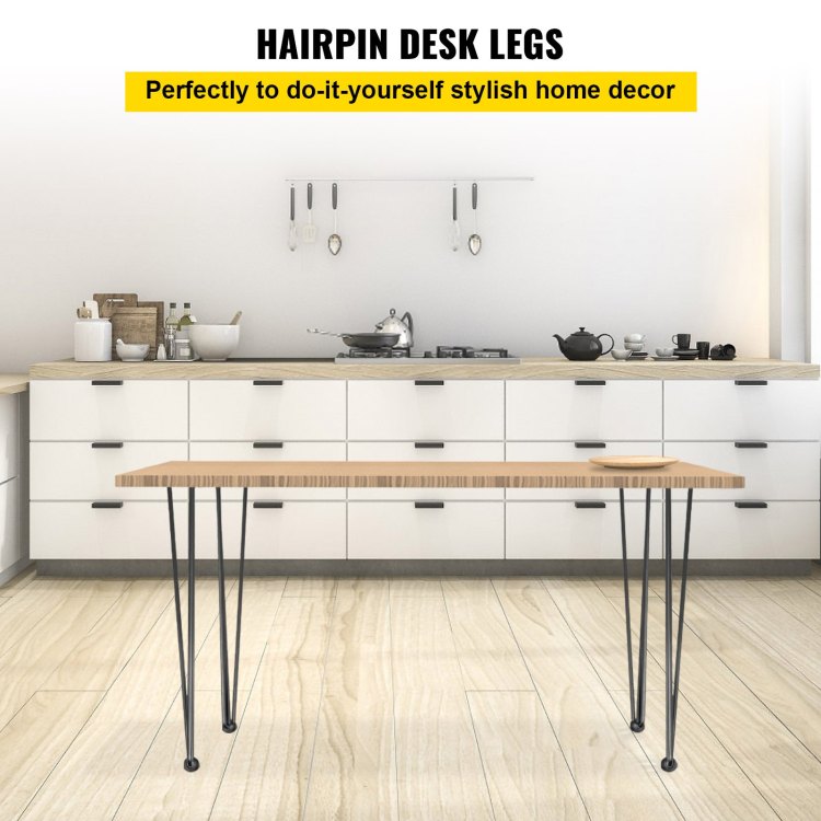 Hairpin Table Legs 34" Black Set Of 4 Desk Legs 880Lbs Load Capacity Each 220Lbs Hairpin Desk Legs 3 Rods For Bench Desk Dining End Table Chairs Carbon Steel Diy Heavy Duty Furniture Legs