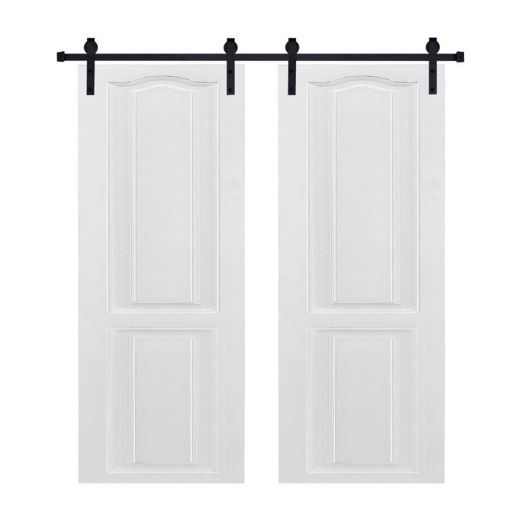 Dual Cnc Crafted Modern Door 3 4" Thick 56 In. X 84 In. Mdf White Barn Sliding Door With Hardware Kit