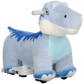 Qaba 6V Kids Electric Ride On Animal, Battery Powered Tyrannosaurus Ride On Toy, With Music Forward, Pu Wheels, Foot Pedal, For Girls Boys Aged 18 36 Months, Blue