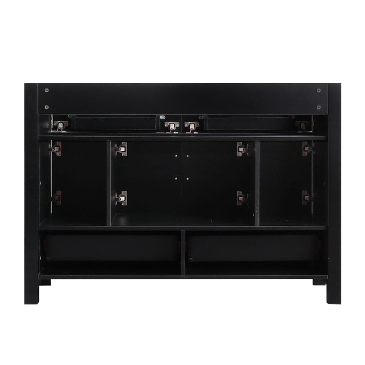 48" Black Bathroom Vanity.Abundant Storage Cabinet 4 Soft Close Doors And 4 Drawers Excluding The Ceramic Basin