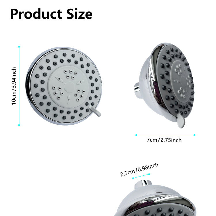 High Pressure Rain Shower Head With 3 Spray Modes, 4 Inch Fixed Bathroom Rainfall Showerhead With Adjustable Swivel Ball Joint, Bathroom Accessories