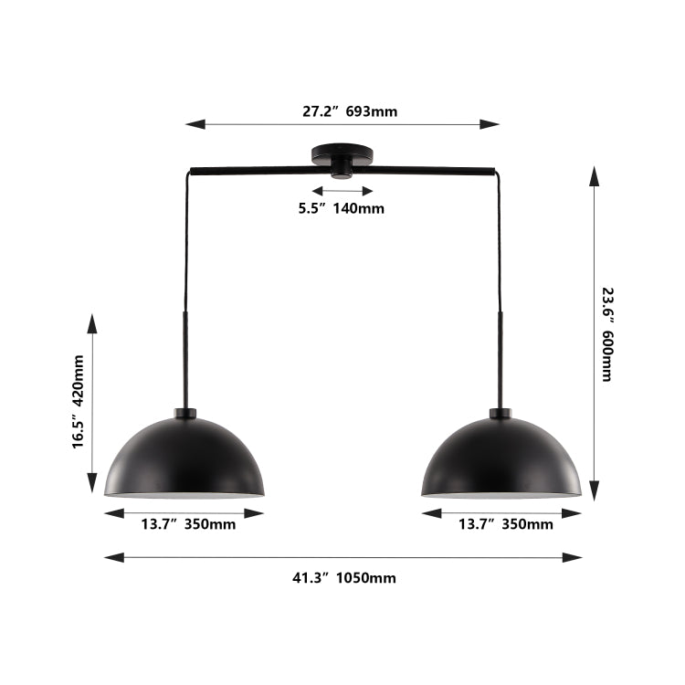 41" Industrial Modern Black Double Pendant Light Adjustable Ceiling Hanging Lamp With Matte Finish For Dining Room, Kitchen, Or Living Room Stylish And Durable Lighting Fixture No Bulbs