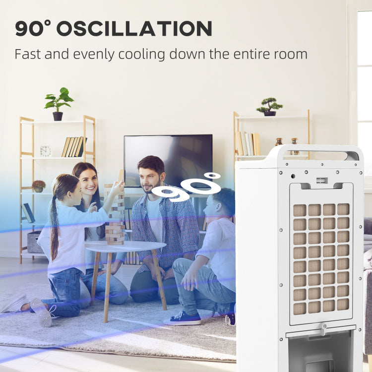 Homcom 26" Evaporative Air Cooler With Ice Packs, 3 In 1 Ice Cooling Fan, Portable Swamp Cooler With Water Tank, Timer, 90 Oscillating, Remote, For Home Office Bedroom