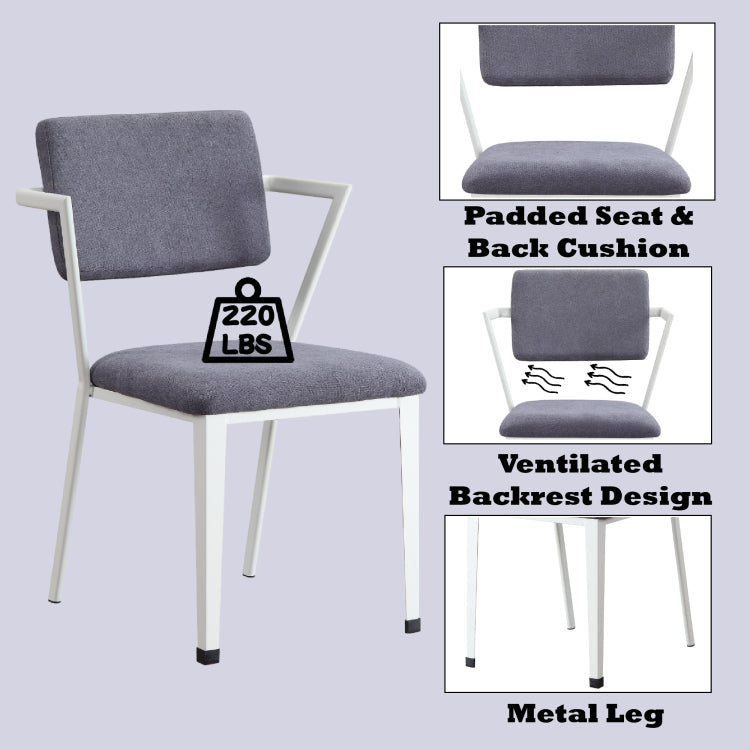 Cargo Gray Fabric & White Finish Office Chair