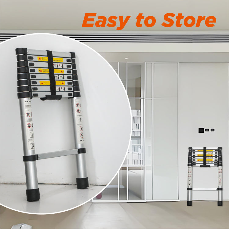 Telescoping Ladder 8.5Ft, Telescopic Extension Ladder, Aluminum Alloy Folding Ladder Portable Multi Purpose For Indoor Outdoor Work, Heavy Duty 300 Lbs Load
