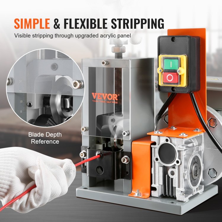 Automatic Wire Stripping Machine, 0.06'' 0.98'' Electric Motorized Cable Stripper, 180 W, 60 Ft Min Wire Peeler With Visible Stripping Depth Reference, For Scrap Copper Recycling