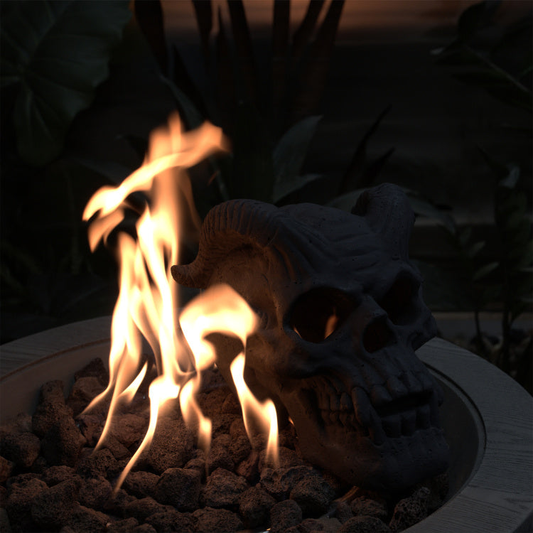 Refractory Materials Fireproof Imitated Human Fire Pit Skulls Gas Log For Ng, Lp Wood Fireplace, Firepit, Campfire, Halloween Decor, Bbq