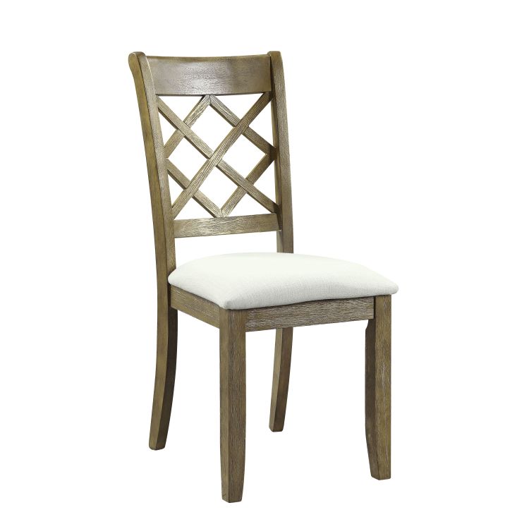 Karsen Beige Linen & Rustic Oak Finish Side Chair Set Of 2