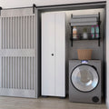 Aiken Broom Cabinet With Storage Shelves And Broom Hangers, White