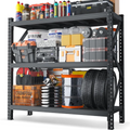 3 Tier Industrial Shelving Rack 63In, Heavy Duty Steel Shelving Unit Adjustable, 67" W*19.7" D*63"H, Black, Requires Assembly