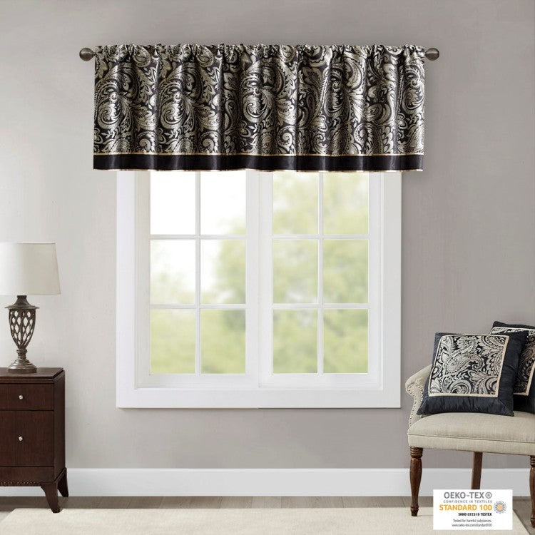 Jacquard Window Valance Black 50X18"