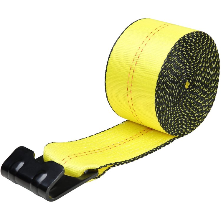 Winch Straps, 4" X 30', 6000 Lbs Load Capacity, 18000 Lbs Break Strength, Truck Straps With Flat Hook, Flatbed Tie Downs Cargo Control For Trailers, Farms, Rescues, Tree Saver, Yellow 10 Pack
