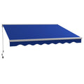Outsunny 13' X 10' Electric Awning With Led Lights, Retractable Awning, Uv40 Sun Shade Shelter With Remote Controller And Crank Handle For Deck, Balcony, Yard, Blue