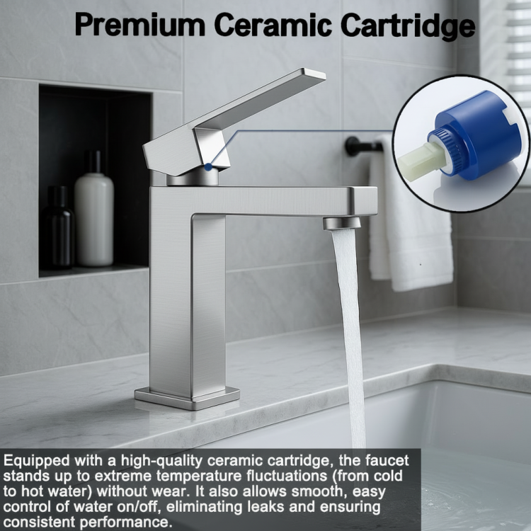 Single Handle Bathroom Faucet Lavatory Faucet Stainless Steel Single Hole T20, Brushed Nickel