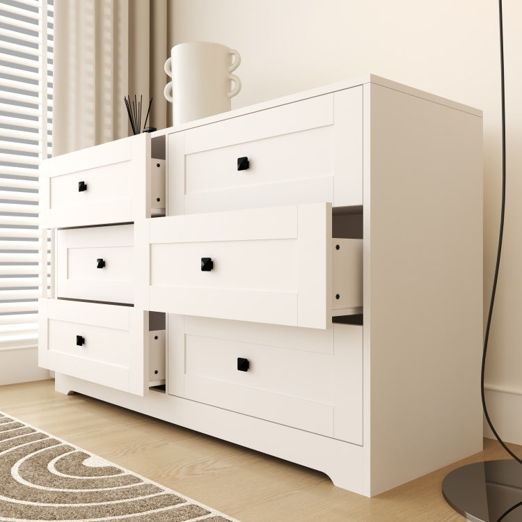 Chest Of Drawer With 6 Drawers White Color Farm Door