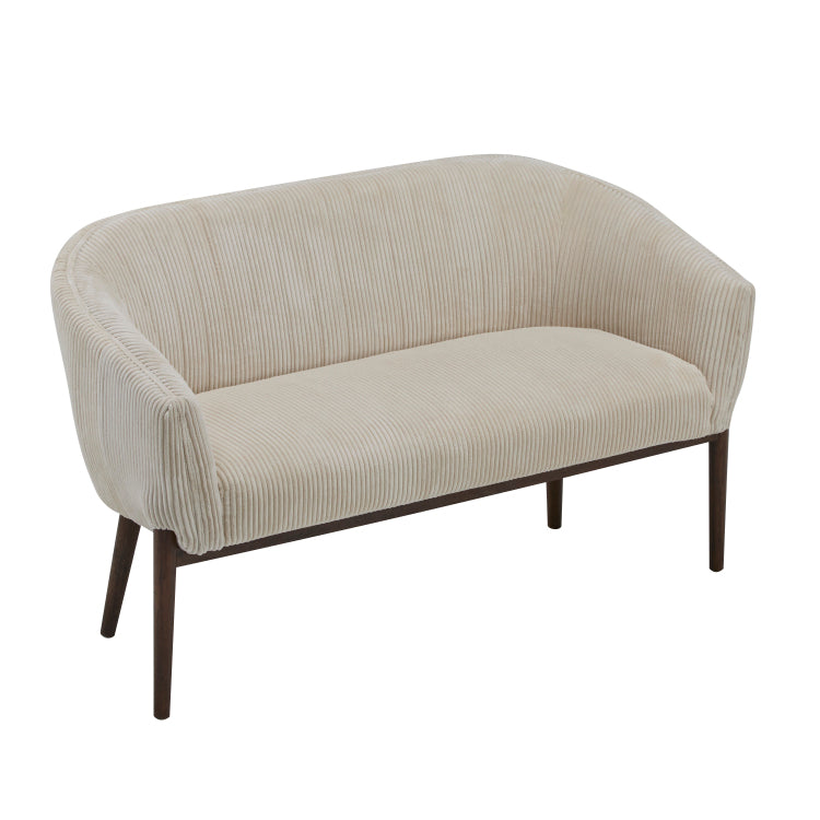 Corduroy Recessed Arm Loveseat Beige Walnut 65780