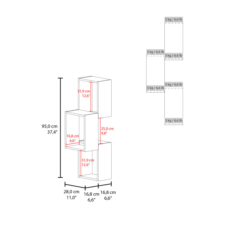 Seyner 3 Cube Wall Shelf, Open Storage And Display Shelves For Living Room Decor Or Office Decor, Black