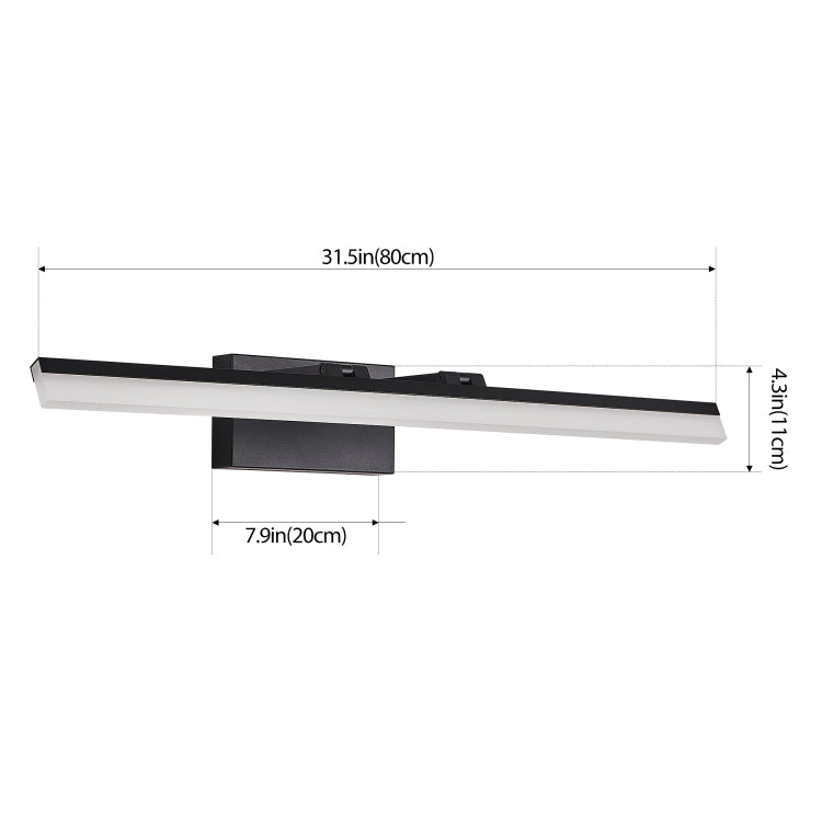 32 Inch Modern Led Bathroom Vanity Light Sleek Black Metal Wall Light For Mirror, Dressing Room Or Sink Area