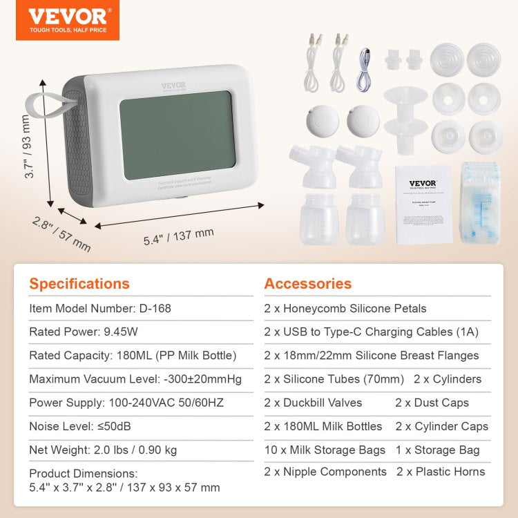 Breast Pump, Single Double Adjustable Electric Breast Pumps, 4 Modes & 9 15 Levels, Reciprocating Piston Pumps, 4000Mah Anti Backflow Breastfeeding Pump With 300Mmhg High Suction, 18 22Mm Flange