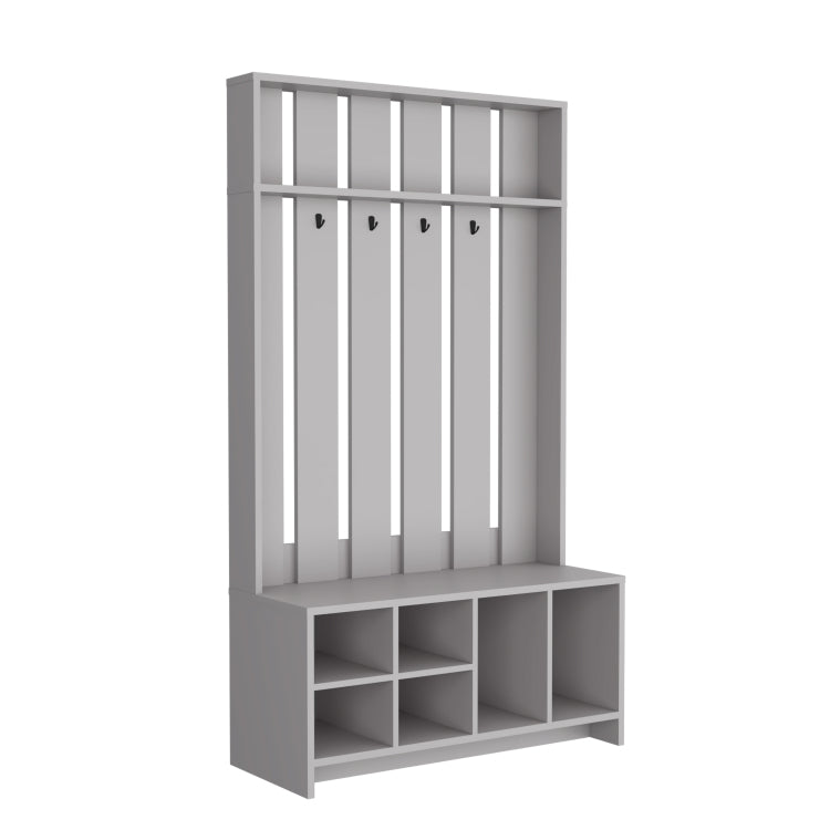 Tulcan 38" Wide Hall Tree With Bench And Shoe Storage, Entryway Bench With Coat Rack