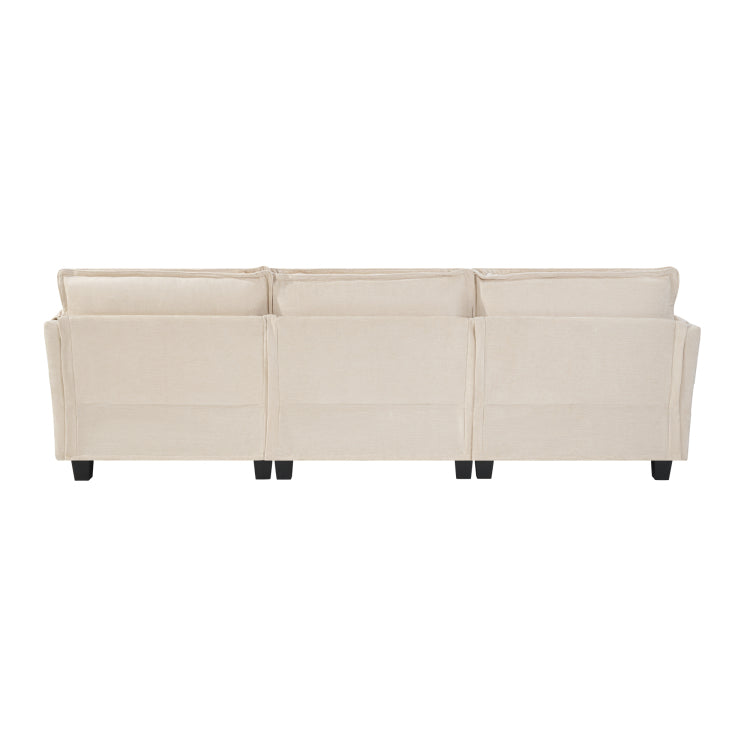 107 Inch L Shaped Sofa With Cotton Linen Velvet Texture, Corner Sofa With Storage Function On The Side, Suitable For Living Room, And Spacious Space,3 Seats Can Be Extended