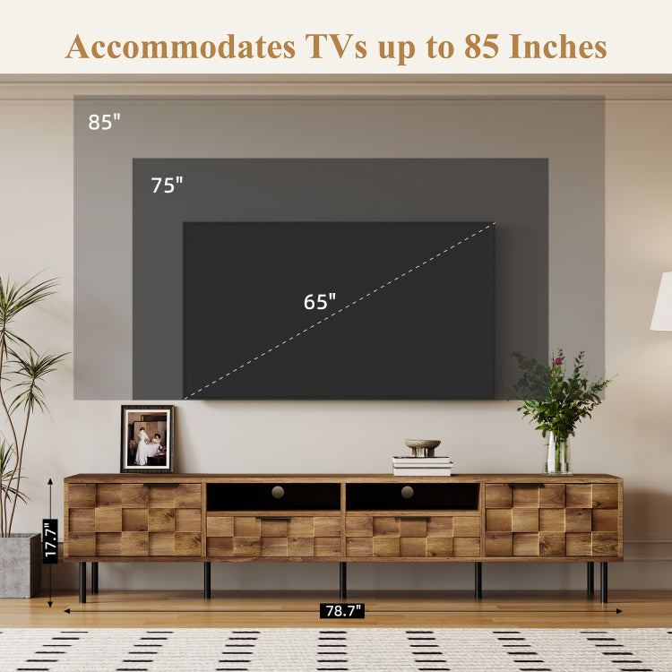Mid Century Tv Stand With 2 Drawers, Media Console Table For Tvs Up To 85'', Entertainment Center With Storage For Living Room, Bedroom, Home Theatre