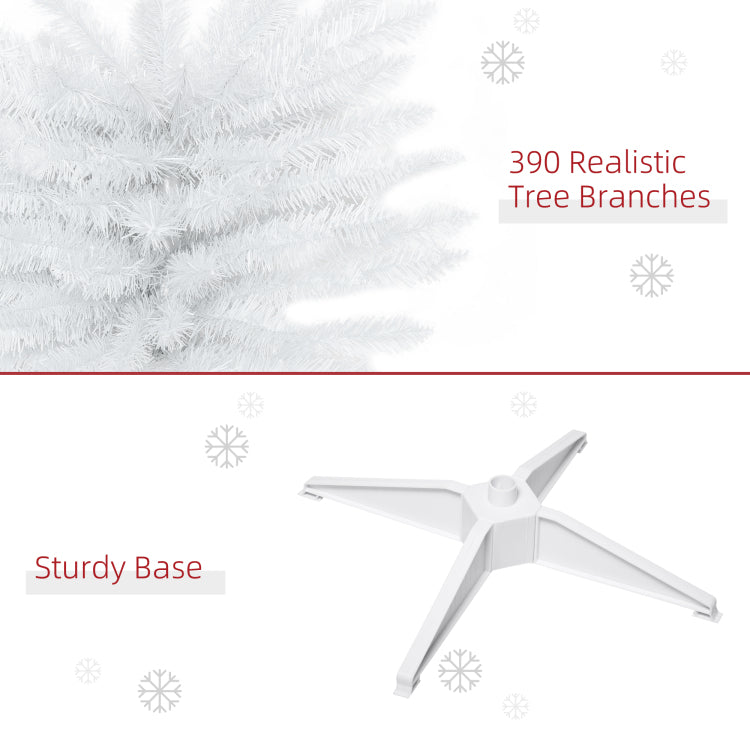 Homcom 6' Artificial Pencil Christmas Tree, Slim Xmas Tree With 390 Realistic Branch Tips And Plastic Stand, White