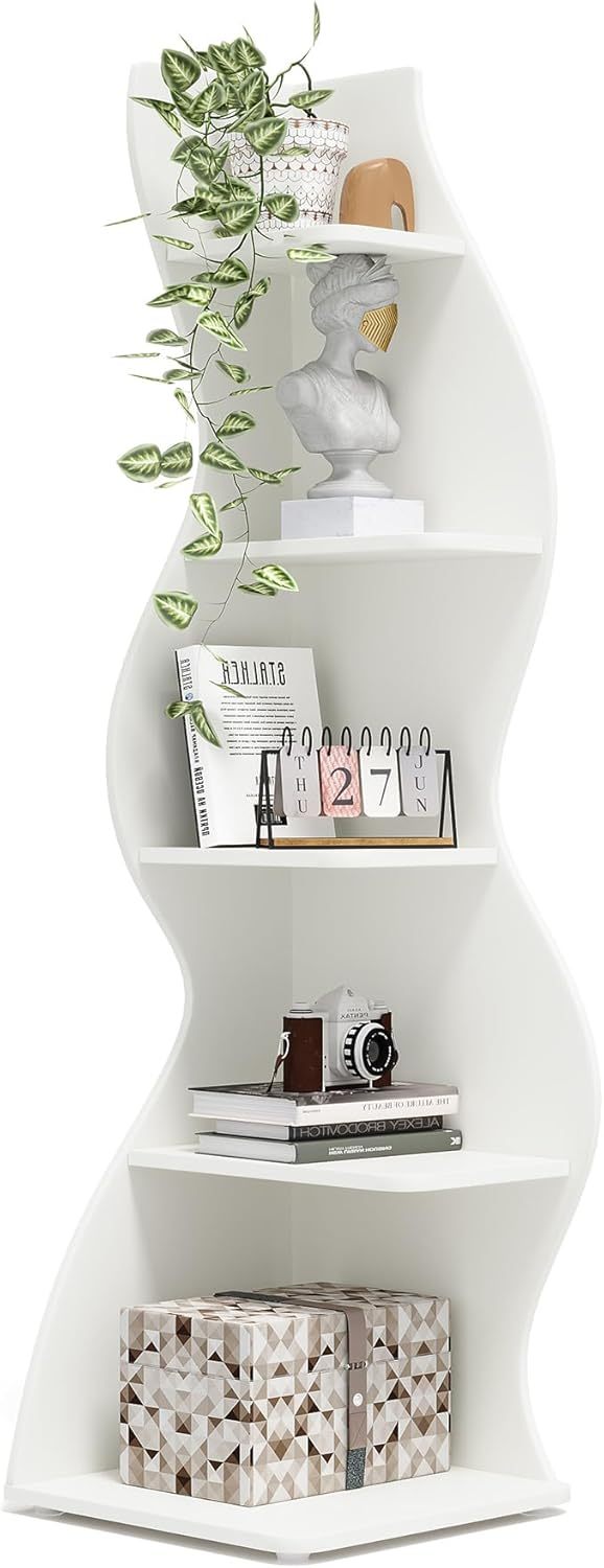 5 Tier Wall Corner Bookshelf Corner Shelf Storage Rack Plant Stand
