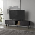 Wengue Tv Stand With 2 Doors And Open Storage
