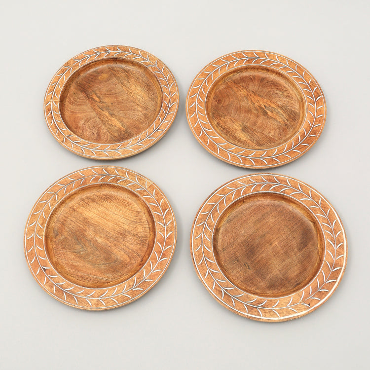 Handcrafted 13" Wood Charger Plate Wooden Dinning Placemat Artisan Wood Tableware