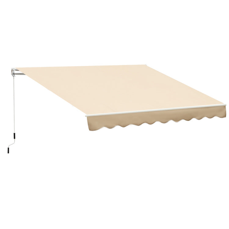 Outsunny 10' X 8' Retractable Awning, Patio Awnings, Sunshade Shelter W Manual Crank Handle, Uv & Water Resistant Fabric And Aluminum Frame For Deck, Balcony, Yard, Beige