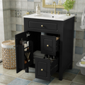 24 Inch Bathroom Vanity With Ceramic Sink, 1 Soft Close Door, 2 Soft Close Drawers, And Double Storage Racks On The Door