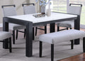 Elegant White Faux Marble Top 1Pc Table Charcoal Legs Wooden Dining Table Modern Sleek Two Tone Dining Table