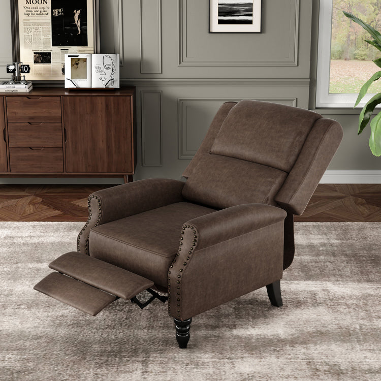 Faux Leather Pushback Recliner Chair For Living Room Bedroom Rv