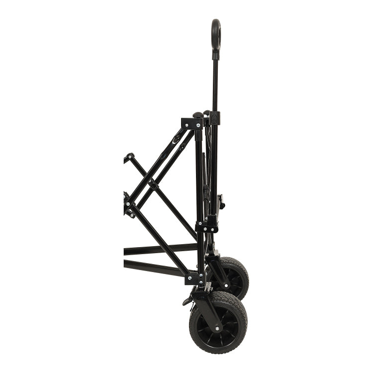 Collapsible Foldable Extended Wagon,480Lbs Weight Capacity, Heavy Duty Folding Utility Garden Cart With Big All Terrain Beach Wheels & Drink Holders,Side Pocket And Brakes, Black
