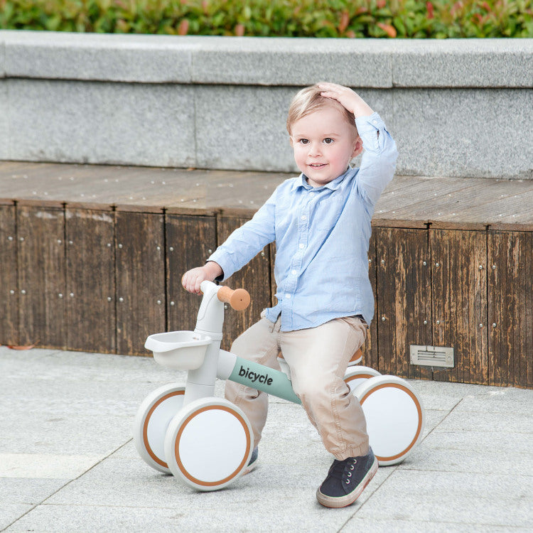 Qaba Balance Bike For Toddlers 1 3 Years, Baby Balance Bike With Adjustable Seat, Silent Wheels, No Pedal Bike For Boys And Girls, Green