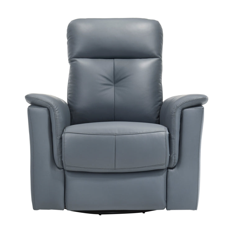 Blue Gray Leather Upholstered Reclining Chair Swivel Glider Motion Modern Living Room Furniture Comfort Chair 1Pc