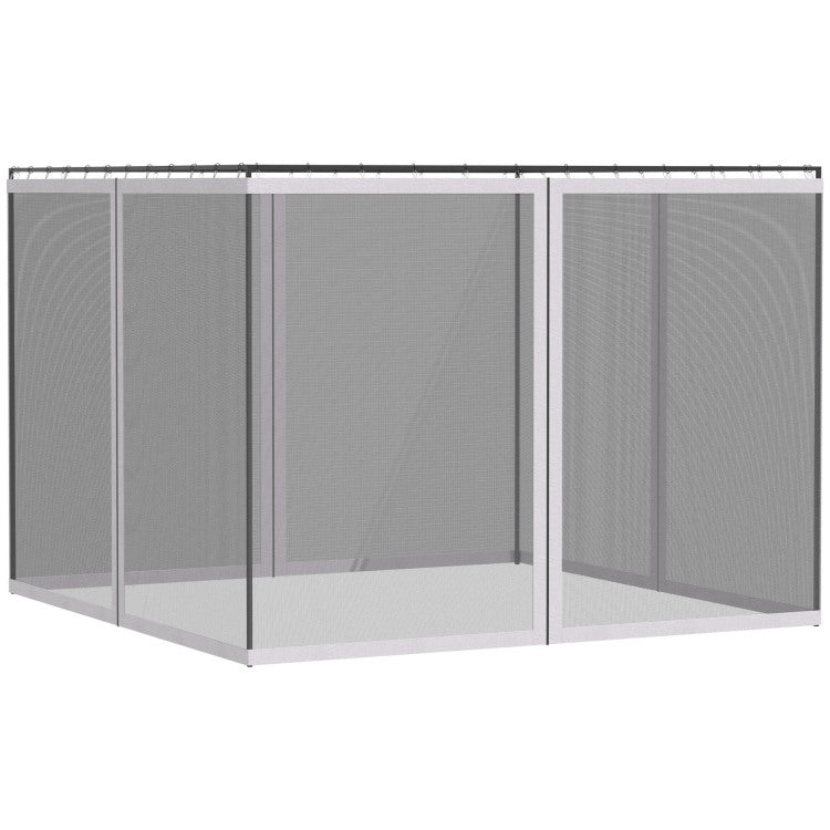 Outsunny 10' X 13' Replacement Mesh Sidewall Netting For Patio Gazebos And Canopy Tents With Zippers Sidewall Only , White