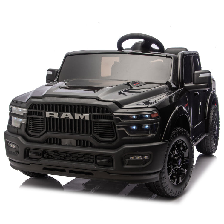 24V 160W Officially Licensed Dodge Ram 2500 Design 2 Seater Kids Ride On Truck,W Remote Control,W 2Wd&4 Wheel Suspension,Storage Space&High Door Design,Built In Music&Bluetooth,Usb Mp3 Port For 3 6