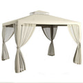 Outsunny 9.6' X 11.6' Patio Gazebo, Outdoor Canopy Shelter With 2 Tier Roof And Netting, Steel Frame For Garden, Lawn, Backyard, And Deck, Cream White