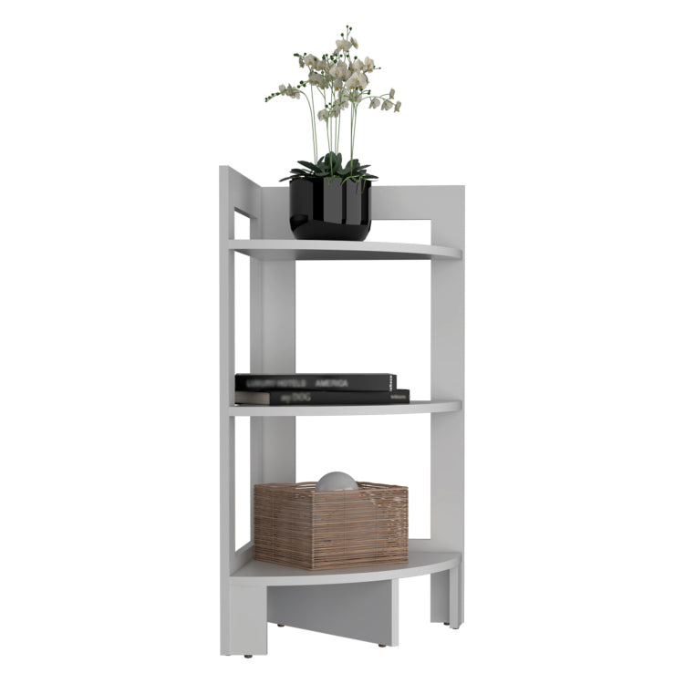 Riga Corner 3 Tier Shelf Side Table 31.7" High , Sofa Table, End Table With Tray