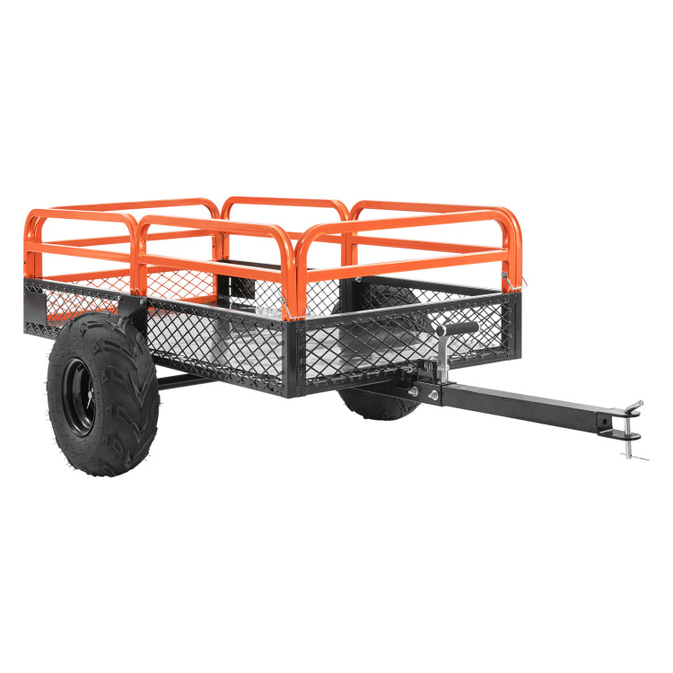 Heavy Duty Steel Atv Dump Trailer, 1500 Pound Load Capacity 15 Cubic Feet, Tow Behind Dump Cart Garden Trailer, With Removable Sides And 2 Tires, For Mowers, Tractors, Atv, Utv