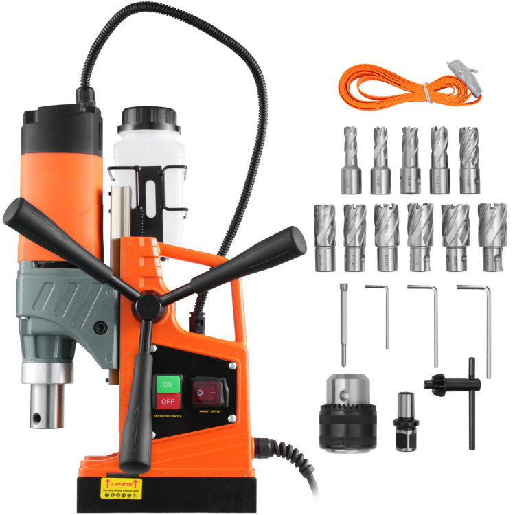 Magnetic Drill, 1450W 1.57" Boring Diameter, 12500N 850 Rpm Portable Electric Mag Drill Press, Drilling Machine For Any Surface Home Improvement Industry Railway