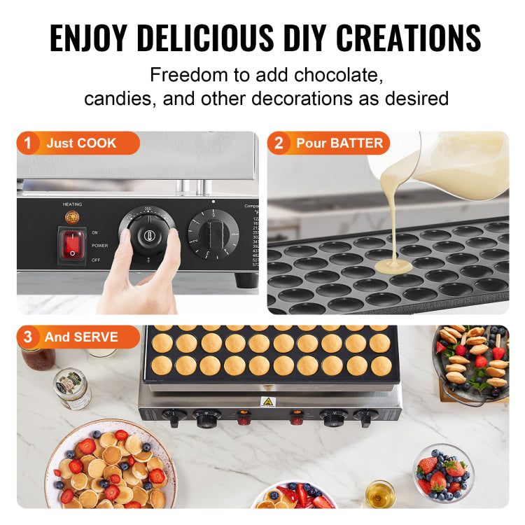 50Pcs 43Mm Mini Dutch Pancake Maker Commercial Dorayaki Baker 1700W