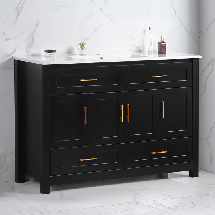 48" Black Bathroom Vanity With Ceramic Sink Combo, Abundant Storage Cabinet 4 Soft Close Doors And 4 Drawers