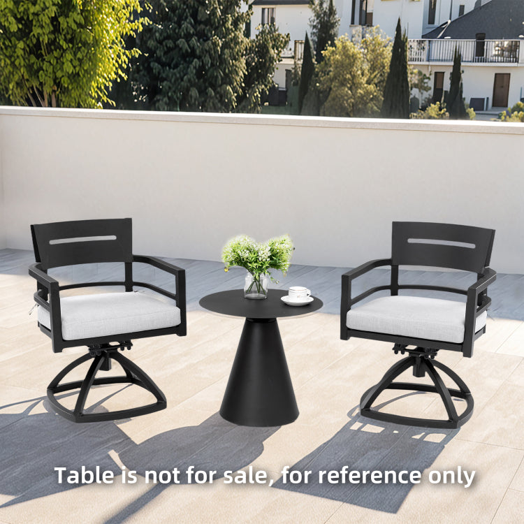 Outdoor Patio Aluminum Swivel Rocker 2Pcs With Outdoor Grade Sunbrella Fabric Cushions, Ember Black