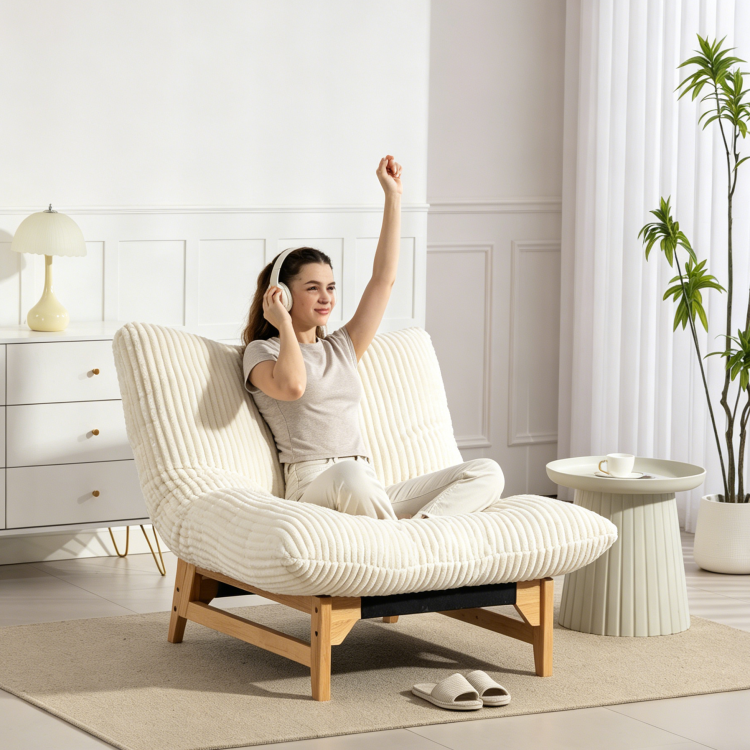 Bean Bag Chair For Adults ,Accent Armless Lazy Sofa, Casual Single Sofa, Corduroy Fabric, For Living Room And Bedroom , With Backrest, Single Seat