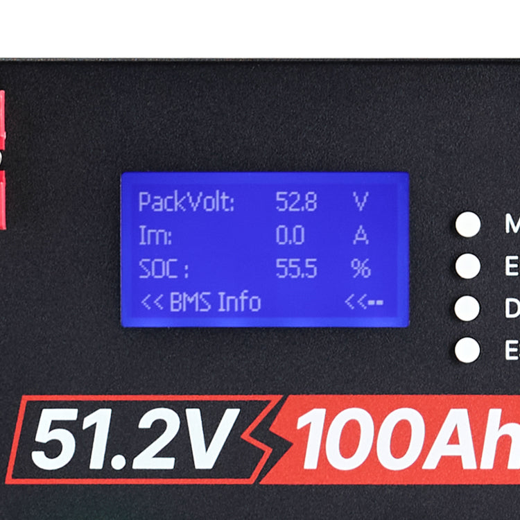 48V 100Ah Lifepo4 Lithium Battery, Built In 100A Bms, 51.2V Server Rack Lifepo4 Battery With Bluetooth, 5.12Kwh Capacity, Max 6000 Cycles, Lcd Display, For Off Grid, Solar System, Backup Power