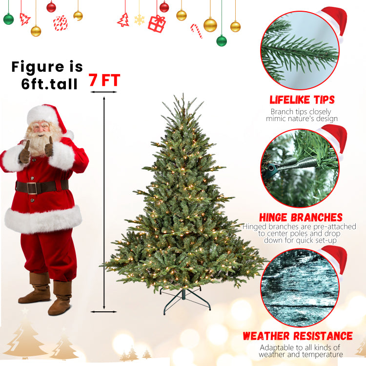 4Ft Full Shape Christmas Tree With 150 Ul Lights Pe Pvc Mixed Branches, 673 Tips, Wide Base For Spacious Areas, Hinged Structure, Stable Metal Stand