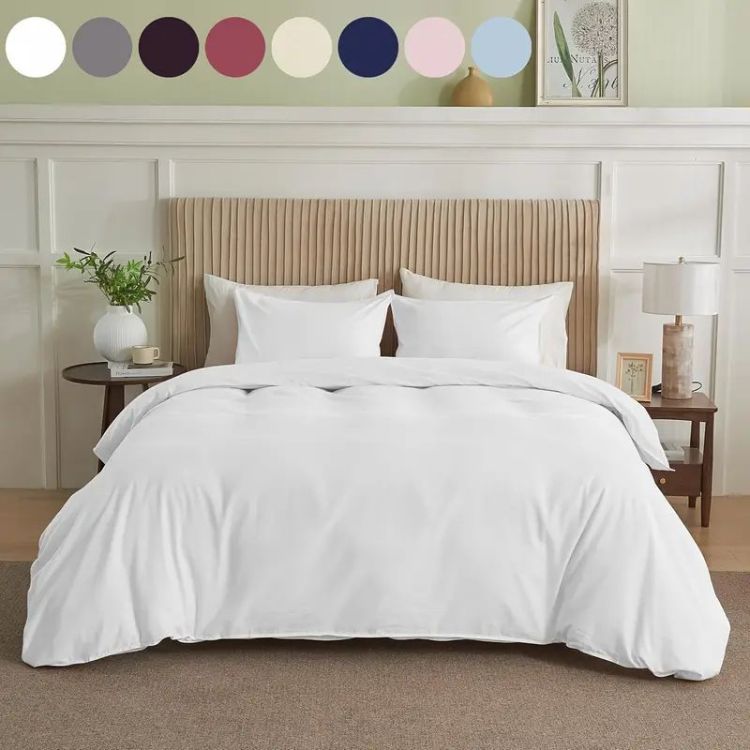 Serta Simply Clean Pleated Duvet Cover White Twin